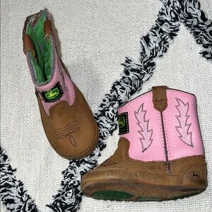 John Deere Pink Size 3M Infant Velcro Closure Boots